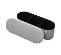 VEVOR Banc de rangement ovale, coffre de rangement rembourré pliable en polaire Teddy, banquette rabattable, charge de 299,37 kg, pouf de bout de lit, pour salon, chambre à coucher, entrée, gris