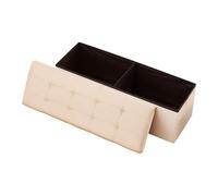 VEVOR Banc de rangement pliable en lin, coffre de rangement rembourré avec poches latérales, banquette rabattable charge de 299,37 kg, pouf de bout de lit, pour salon, chambre à coucher, entrée, beige