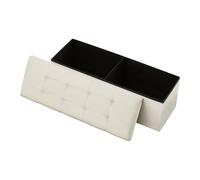 VEVOR Banc de rangement pliable en lin, coffre de rangement rembourré avec poches latérales, banquette rabattable charge de 299,37 kg, pouf de bout de lit, pour salon, chambre à coucher, entrée, beige