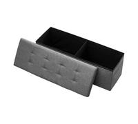VEVOR Banc de rangement pliable en lin, coffre de rangement rembourré avec poches latérales, banquette rabattable, charge de 299,37 kg, pouf de bout de lit, pour salon, chambre à coucher, entrée, gris