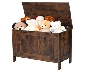 VEVOR Banc de rangement pour enfants, 754 x 389 x 480 mm, coffre à jouets en bois, avec charnière de sécurité, grande boîte de rangement pour tout-petits, pour salle de jeux, salon ou entrée, marron