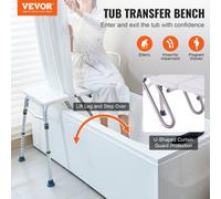 VEVOR Banc de Transfert Baignoire Capacité 180 kg, Sièges de Douche avec Protection de Rideau en Forme de U et Dossier Réversible, Banc d’Accès au Bain Antidérapant, pour Personnes Âgées Handicapées