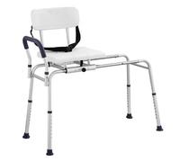 VEVOR Banc de Transfert Baignoire Coulissant, Sièges de Douche Antidérapant, Banc d’Accès au Bain avec Siège Découpé, Hauteur Réglable et Dossier Réversible, pour Personnes Âgées et Handicapées