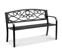 VEVOR Banc d'extérieur, 127 cm, banquette de jardin en métal pour l'extérieur, jusqu'à 250 kg de charge, banc de jardin extérieur avec dossier et accoudoirs, banc de terrasse pour jardin, parc, cour