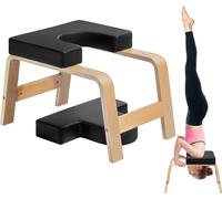 VEVOR Banc d'inversion pour yoga, capacité de charge de 136 kg pour la salle de fitness familiale, entraîneur pour le poirier avec cadre en bois et rembourrage en PU, tabouret de yoga sur pied pour l'