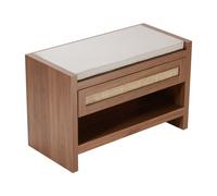 VEVOR Banc en rotin, 786 x 374 x 500 mm, Banc à Chaussures avec tiroir de Rangement et Coussin de siège en Lin, Banc bohème avec rotin tissé à la Main, Banc d'entrée, pour Chambre, Salon, Cuisine