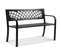 VEVOR Banc d'extérieur, 116,3 cm, banquette de jardin en métal pour l'extérieur, jusqu'à 218 kg de charge, banc de jardin extérieur avec dossier et accoudoirs, banc de terrasse pour jardin, parc, cour
