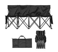 VEVOR Banc pliant portable à 4 places, banc de camping pliable avec poches de rangement et sac de transport, siège latéral léger avec dossier pour football, baseball et événements en plein air, noir