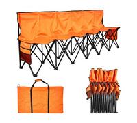 VEVOR Banc pliant portable à 6 places, banc de camping pliable avec poches de rangement et sac de transport, siège latéral léger avec dossier pour football, baseball et événements en plein air, orange