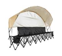 VEVOR Banc pliant portable à 6 places, banc de camping pliable avec poches de rangement, porte-gobelets et sac de transport, siège latéral léger avec pare-soleil pour football et baseball, noir