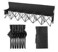 VEVOR Banc pliant portable à 6 places, banc de camping pliable d'extérieur avec sac de transport et dossier, banc latéral de sport d'équipe pour pêche, football, siège instantané sans assemblage, noir