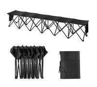 VEVOR Banc pliant portable à 6 places, banc de camping pliable en plein air avec sac de transport, banc latéral de sport d'équipe pour football, camping, pêche, siège instantané sans assemblage, noir