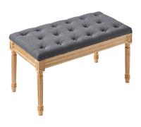 VEVOR Banc Rembourré 80x40x48 cm Banquette d'Entrée avec Coussin Rembourré en Mousse et Pieds en Bois d'Hévéa, Repose-Pieds Capitonné Charge 100 kg, pour Salle à Manger, Salon, Chambre, Couloir, Gris