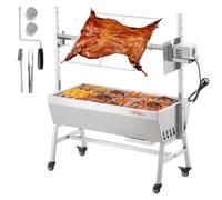 VEVOR Barbecue à Charbon Charge 61 kg, Rôtissoire avec Tournebroche Électrique 94,4 cm Moteur 42 W, Grill Rotatif Électrique en Acier Inoxydable, avec Roues Verrouillables pour Agneau Cochon Poulet