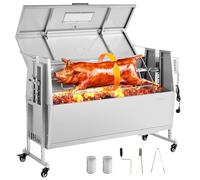VEVOR Barbecue à Charbon Chargeant 60 kg, Barbecue Rôtissoire avec Roues, Kit de Tournebroche Électrique 38 W, 4 Niveaux de Hauteur, Broche en Acier Inoxydable, pour Agneau Porcelet, Extérieur