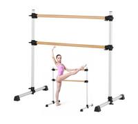 VEVOR Barre à ballet pour maison, double barre de danse en hêtre portable et autoportante, 1260 mm, équipement de fitness anti-oscillation réglable en hauteur, pour entraînement d'équilibre et Pilates