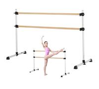 VEVOR Barre à ballet pour maison, double barre de danse en hêtre portable et autoportante, 1840 mm, équipement de fitness anti-oscillation réglable en hauteur, pour entraînement d'équilibre et Pilates