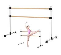 VEVOR Barre à ballet pour maison, double barre de danse en hêtre portable et autoportante, 1840 mm, équipement de fitness anti-oscillation réglable en hauteur, pour entraînement d'équilibre et Pilates