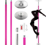 VEVOR Barre de Pole Dance Professionnelle, Pôle de Danse Statique et Rotatif, Kit de Danse à la Barre Verticale, Amovible et Portable, Poteau en Inox Robuste 40 mm, Réglable en Hauteur, pour Club Gym