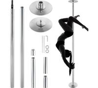 VEVOR Barre de Pole Dance Professionnelle, Pôle de Danse Statique et Rotatif, Kit de Danse à la Barre Verticale Amovible et Portable, Poteau en INOX Robuste 45 mm, Hauteur Réglable, pour Bar Domicile