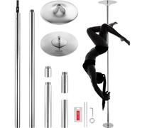 VEVOR Barre de Pole Dance Professionnelle, Pôle de Danse Statique et Rotatif, Kit de Danse à la Barre Verticale, Amovible et Portable, Poteau en INOX Robuste 45 mm, Réglable en Hauteur, pour Club Gym