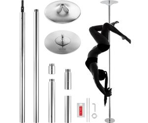 VEVOR Barre de Pole Dance Professionnelle, Pôle de Danse Statique et Rotatif, Kit de Danse à la Barre Verticale Amovible et Portable, Poteau en INOX Robuste 45 mm, Hauteur Réglable, pour Club Bar