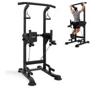 VEVOR Barre de Traction Autoportante Capacité 150 kg, Chaise Romaine Hauteur et Dossier Réglables, Tour de Musculation Dips Pompes Relevés de Jambes Tirage Inversé, Station Entraînement Domicile