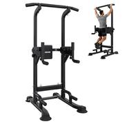 VEVOR Barre de Traction Autoportante Capacité 150 kg, Chaise Romaine Hauteur Réglable sur 12 Niveaux et Dossier sur 4 Niveaux, Tour de Musculation Dips Pompes Relevés de Jambes, Entraînement Domicile