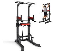 VEVOR Barre de Traction Autoportante Charge 150 kg, Chaise Romaine Hauteur Réglable, Tour de Musculation avec Plateforme d'Assistance, Station à Dips Pompes Relevés de Jambes Tirage Inversé, Domicile