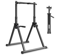 VEVOR Barre de Traction Autoportante Charge 150 kg, Station de Tractions avec Structure Triangulaire et Tube en Acier Robuste, 9 Niveaux de Réglage en Hauteur, Relevés de Jambes Tirage Inversé Pompe