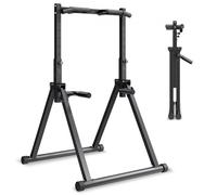 VEVOR Barre de Traction Autoportante Charge 150 kg, Station de Tractions avec Structure Triangulaire et Tube en Acier Robuste, 9 Niveaux de Réglage en Hauteur, Relevés de Jambes Tirage Inversé Pompe