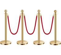 VEVOR Poteau de guidage barrière de sécurité 4 pcs dorés avec 3 cordes velours