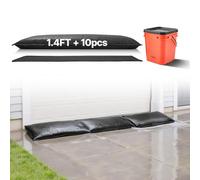 VEVOR Barrière Anti-inondation Activée par l'Eau, Sacs d’Inondation Lot de 10PCs 43x83 cm avec Seau, Barrière Absorbante l’Eau Réutilisable, Dispositif de Protection pour Porte, Sous-sol, Garage