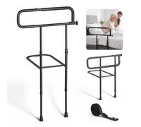 VEVOR Barrière de Lit Adulte Rabattable Barre Appui Lit avec Support Sol | Pour Lits King, Queen, Doubles, Simples, Longueur et Hauteur Réglables, Aide pour se Relever en Acier Carbone, Charge 136 kg