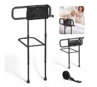 VEVOR Barrière de Lit Adulte Rabattable Barre Appui Lit avec Support Sol pour Lits King, Queen, Doubles, Simples, Longueur Hauteur Réglables, Charge 136 kg, Aide pour se Relever avec Poche Rangement