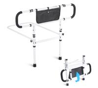 VEVOR Barrière de Lit pour Adultes Personnes Âgées Pliable 180° Rail de Lit d'Assistance Protection Latérale Charge 204 kg Poignée Réglable à 4 Niveaux Poche de Rangement pour Lit Double King Queen