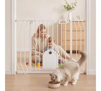 VEVOR Barrière de Sécurité Bébé, Largeur Réglable 750-1110 mm, Barrière Porte avec Chatière Réglable, avec Kit de Fixation par Pression et de Fixation Murale, pour Escaliers, Passages et Maison, Blanc