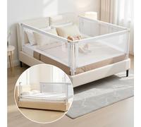 VEVOR Barrière de Sécurité de Lit Enfants, 3 Côtés, Barrière de Lit pour Tout-Petits, Tube Fer Renforcé, Tissu Oxford, Hauteur Réglable 68-89 cm, pour Lits Taille King, Épaisseur de Matelas 5-27 cm