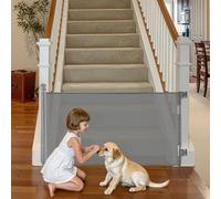 VEVOR Barrière de Sécurité Extensible, Clôture en Maille 143 cm de Large et 79,5 cm de Haut, Barrière Rétractable pour Animaux de Compagnie, avec Verrou de Sécurité, pour Couloir Escalier, Gris