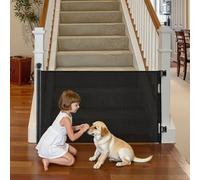 VEVOR Barrière de Sécurité Extensible, Clôture en Maille 145 cm de Large et 98 cm de Haut, Barrière Rétractable pour Animaux de Compagnie, avec Verrou de Sécurité, pour Couloir Escalier, Noir