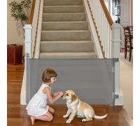 VEVOR Barrière de Sécurité Extensible, Clôture en Maille 185 cm de Large et 79,5 cm de Haut, Barrière Rétractable pour Animaux de Compagnie, avec Verrou de Sécurité, pour Couloir Escalier, Gris