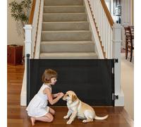 VEVOR Barrière de Sécurité Extensible, Clôture en Maille 185 cm de Large et 98 cm de Haut, Barrière Rétractable pour Animaux de Compagnie, avec Verrou de Sécurité, pour Couloir Escalier, Noir