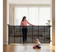 VEVOR Barrière de Sécurité Extensible, Clôture en Maille Jusqu’à 305 cm de Large et 98 cm de Haut, Barrière Rétractable avec Bandes Renforcées en Fibre de Verre, pour Couloir Escalier Porte, Noir