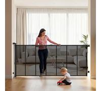 VEVOR Barrière de Sécurité Extensible, Clôture en Maille Jusqu’à 305 cm de Large et 98 cm de Haut, Barrière Rétractable avec Bandes Renforcées en Fibre de Verre, pour Couloir Escalier Porte, Noir