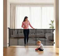 VEVOR Barrière de Sécurité Extensible, Clôture en Maille Jusqu’à 310 cm de Large et 79,5 cm de Haut, Barrière Rétractable avec Bandes Renforcées en Fibre de Verre, pour Couloir Escalier Porte, Noir