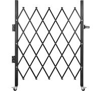 VEVOR Barrière de Sécurité Extensible de 108 × 131 cm(W × H), Portail Ciseau Simple, Verrouillable avec Cadenas, en Acier Solide, avec Roues Pivotants à 360°, pour Entrée, Garage, Entrepôt et Piscine