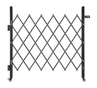 VEVOR Barrière de Sécurité Extensible de 110 x 131 cm, Portail Ciseau Simple, Verrouillable et Rétractable, en Acier Solide, avec Roues Pivotants à 360°, pour Entrée, Garage, Entrepôt et Piscine