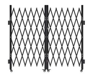 VEVOR Barrière de Sécurité Extensible de 320 x 160,5 cm, Double Portail Ciseau, Verrouillable et Rétractable, en Acier Solide, avec Roues Pivotants à 360°, pour Entrée, Garage, Entrepôt et Piscine