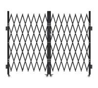 VEVOR Barrière de Sécurité Extensible de 370 x 160,5 cm, Double Portail Ciseau, Verrouillable et Rétractable, en Acier Solide, avec Roues Pivotants à 360°, pour Entrée, Garage, Entrepôt et Piscine
