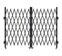 VEVOR Barrière de Sécurité Extensible de 370 x 160,5 cm, Double Portail Ciseau, Verrouillable et Rétractable, en Acier Solide, avec Roues Pivotants à 360°, pour Entrée, Garage, Entrepôt et Piscine